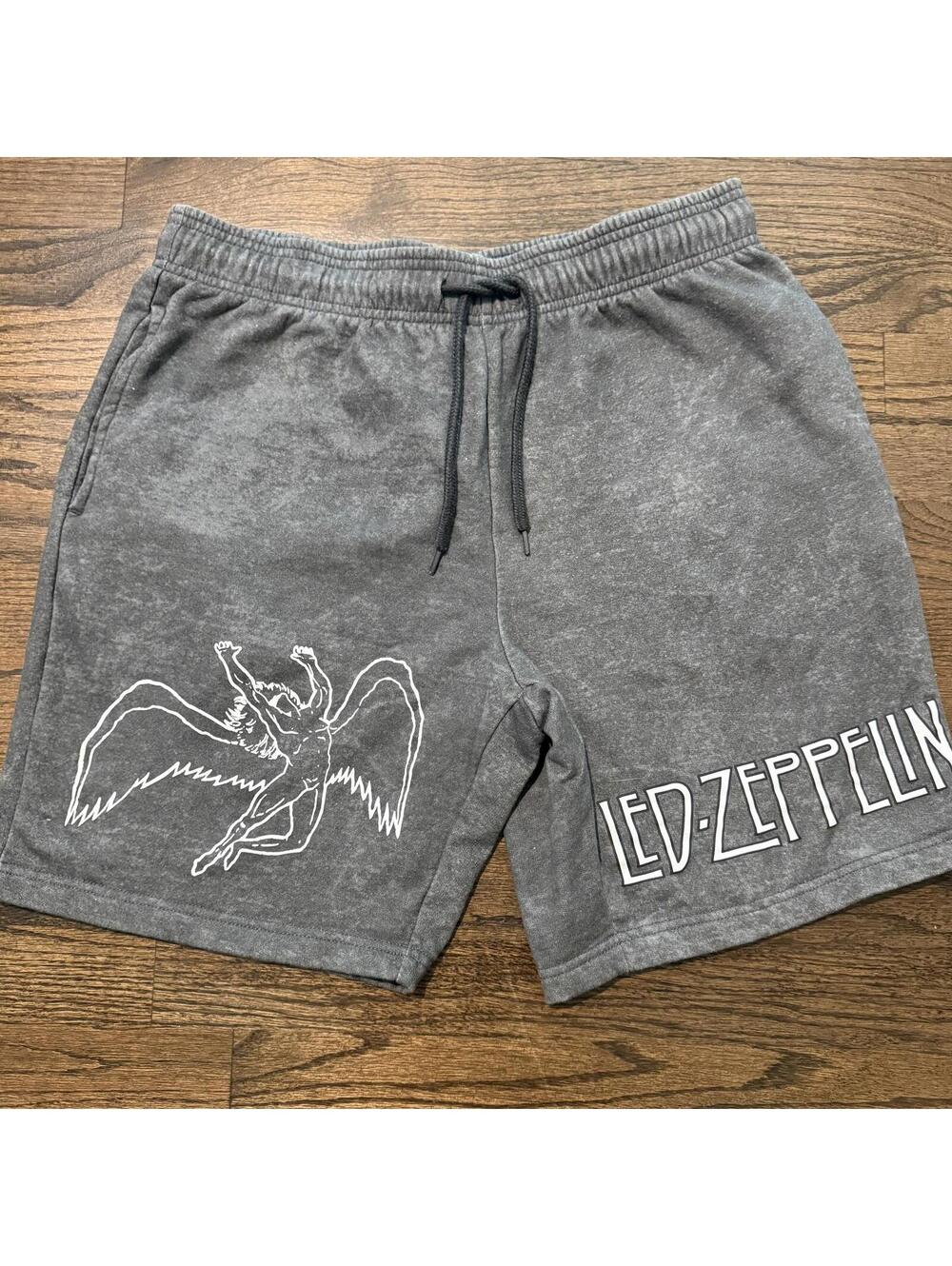 Led Zeppelin Official Licensed Grey & White ‘75 Logo Shorts SZ M